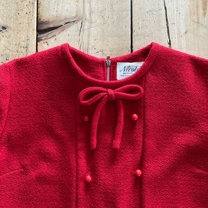 Vintage 60s red tweed dress size Small